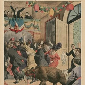 A Bear in a ballroom, back cover illustration from Le Petit Journal, supplement illustre