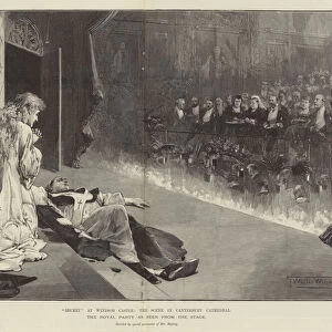"Becket"at Windsor Castle, the Scene in Canterbury Cathedral, the Royal Party as seen from the Stage (engraving)