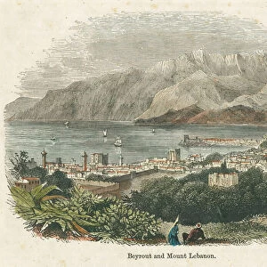 Beyrout and Mount Lebanon (coloured engraving)