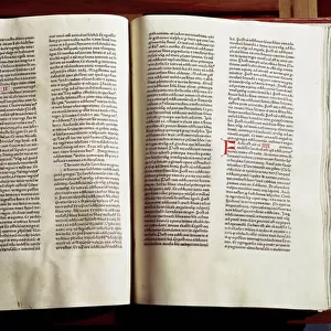 Bible made in the printing house of typographers Johann Fust and Peter Schoeffer in Mainz, 1462 (photography)