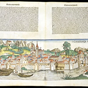 Birds Eye View of Constance from the Nuremberg Chronicle by Hartmann Schedel