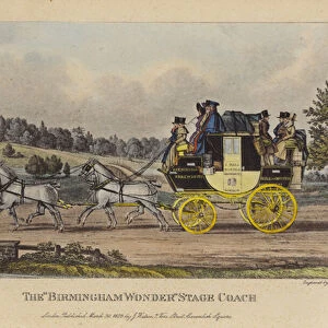The "Birmingham Wonder"Stage Coach (coloured engraving)