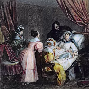 The Birth (coloured engraving)