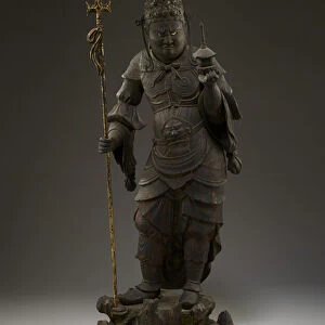Bishamonten (Vaisravana, Guardian of the North) (wood with metal & gold leaf)