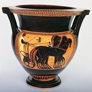 Black-figure column krater depicting a chariot, 520-510 BC (ceramic)