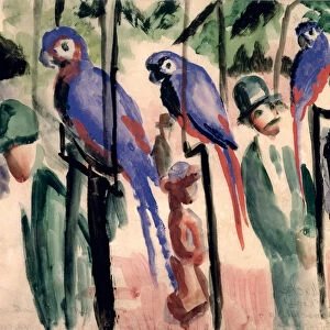 Blue Parrots (w / c on paper)