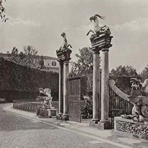 The Boboli Gardens, Florence, East Gate of the Isolotto (b / w photo)