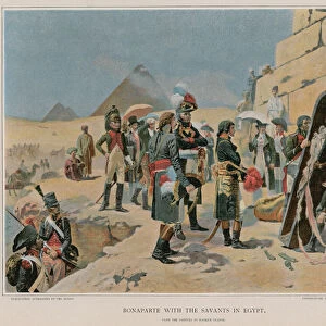 Bonaparte with the savants in Egypt (colour litho)
