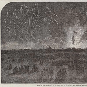Bonfire and Fireworks on Blackheath, to celebrate the Fall of Sebastopol (engraving)