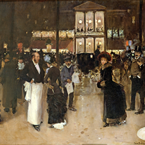 The Boulevard at Night, in front of the Theatre des Varietes, c. 1883 (oil on canvas)
