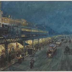 The Bowery at Night, 1895 (w / c on paper)
