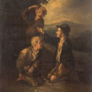 Boys playing knuckle bones (oil on canvas)