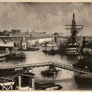 Brest - Le port militaire - Finistere - Bretagne - engraving in "PATRIE"