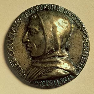 Bronze coin depicting Savonarola (1452-98) by Luca (1400-82) and Ambrogio della Robbia