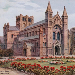 Buckfast Abbey, General View (colour litho)