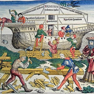 The Building of Noahs Ark, from the Nuremberg Chronicle by Hartmann Schedel