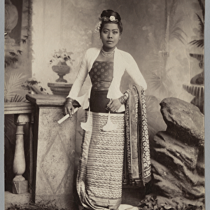 Burmese lady (albumen print) (b / w photo)