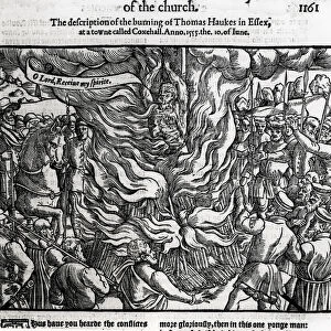 The Burning of Thomas Haukes, 10 June 1555, from Acts and Monuments by John Foxe