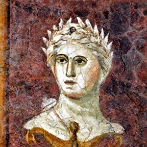 Bust of a man (maybe of Apollo) with the head crowned with laurel, late 2nd - early 3rd century (fresco)