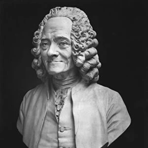 Bust of Voltaire (marble) (b / w photo)