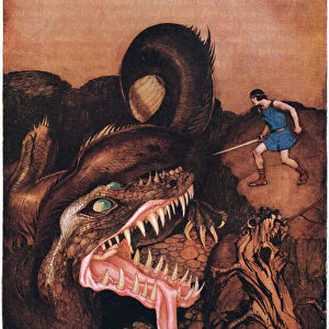 Cadmus and the dragon, 1938 (colour litho)