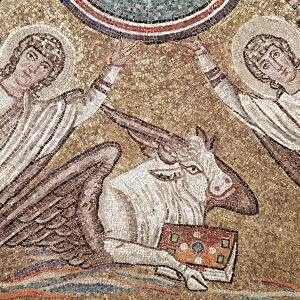The calf, symbol of the evangelist Luke (detail of mosaic, 494-519)