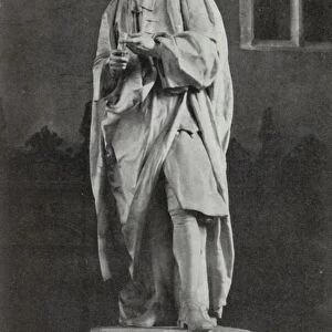 Cambridge: Statue of Newton, in the Ante Chapel, Trinity College (b / w photo)