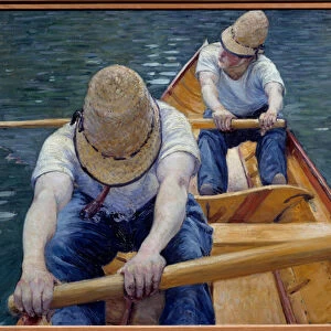 The canoeists rowing on the Yerres Painting by Gustave Caillebotte (1848-1894) 1877 Sun