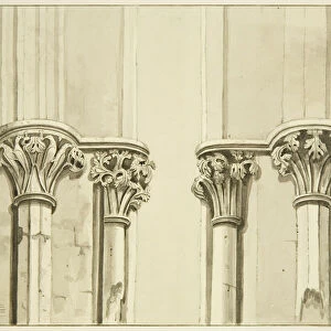 Four capitals close to the vestry doorway of St Marks (w / c on paper)