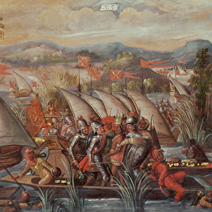 The Capture of Guatemoc (c. 1495-1522), the last Aztec Emperor of Mexico (panel No. 8)