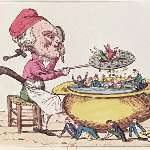 Caricature of Maximilien de Robespierre (1758-94), 1793 (colour litho)