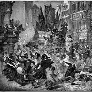 Carnival scene in the streets of Antwerp (Belgium) in 1860
