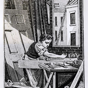 The Carpenter (woodcut) (b / w photo)