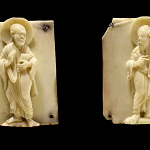 Carved ivory plates representing the Apotres Saint John and Saint James. 12th century