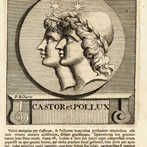 Castor and Pollux, twin half-brothers in Roman mythology, , 1718 (engraving)