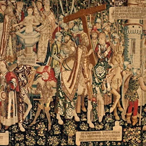 Cathedral (La Seo. Ca tedral del Salvador de Zaragoza). The tapestry museum. Flemish tapestry. The legend of the Holy Cross (La leyenda de la Santa Cruz, de legende van het Heilig Kruis). Detail. Ca. 1450. 430x1120cm