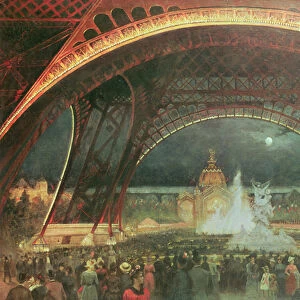Celebration on the night of the Exposition Universelle in 1889 on the esplanade of