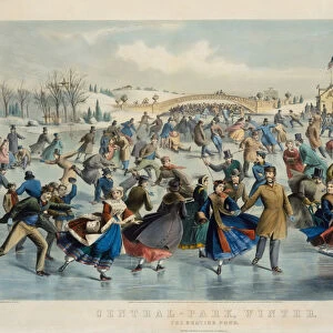 Central Park, Winter - The Skating Pond, 1862 (hand-coloured lithograph)
