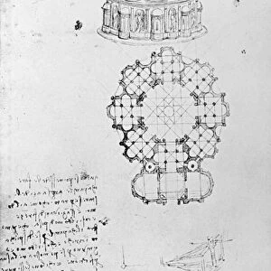 Centralised church, and maritime engineering, Fol. 5v from Codex Ashburnham