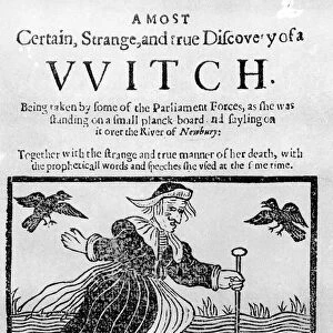 A Most Certain, Strange and True Discovery of a Witch, 1643 (engraving) (b&w photo)