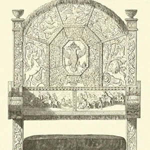 Chaise sculptee, en ivoire, au Tresor d Etat russe (engraving)