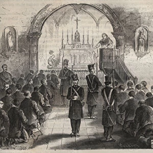 The chapel of the Toulon bagne in the 19th century. Engraving in "