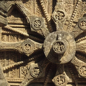 Chariot wheel on the base of the Surya Temple (stone)