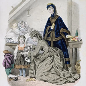 The Charitable Visit, illustration from La Mode Illustree, c
