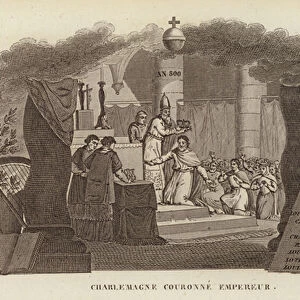 Charlemagne crowned Holy Roman Emperor, Rome, 800 (engraving)