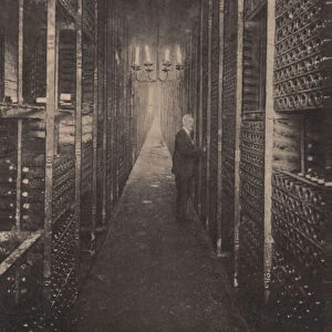Chateau Lafite-Rothschild, Pauillac, Medoc, Library of collection of wines since 1797 (b / w photo)