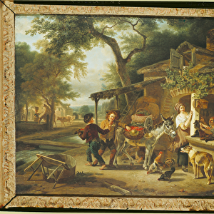 The Cherry Seller (oil on canvas)