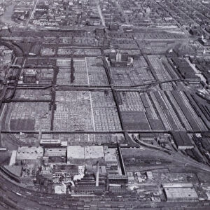 Chicago: The Chicago Stock Yards from the Air (b / w photo)