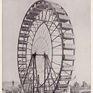 Chicago Worlds Fair, 1893: The Mammoth Ferris Wheel (b / w photo)
