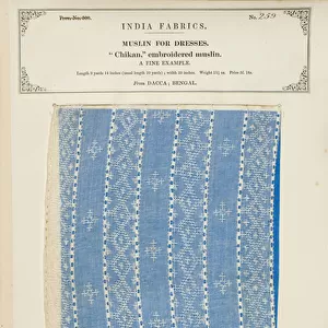 Chikan embroidered muslin sample from Dacca in Bengal